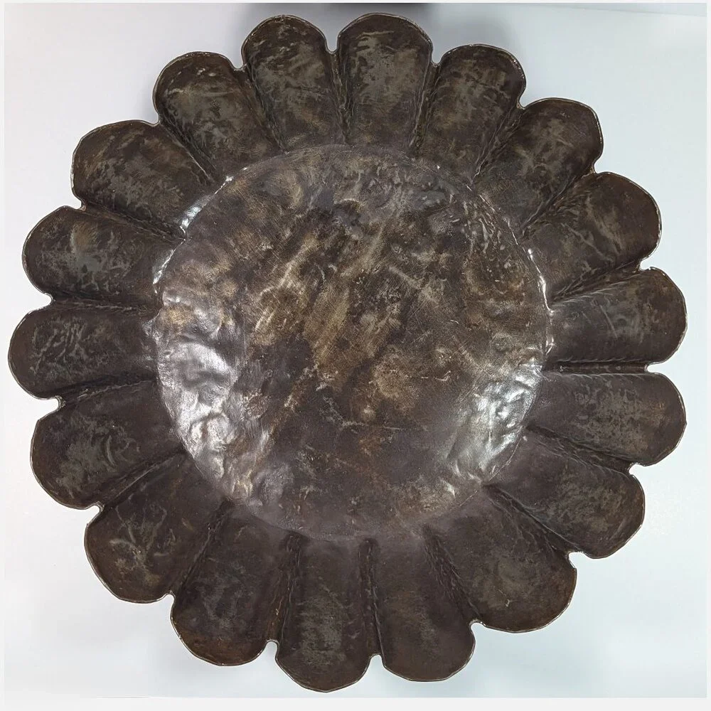 Sundance Fluted Metal Bowl, Upcycled Steel Drums, Industrial Design, Table Decor - Picture 2 of 7